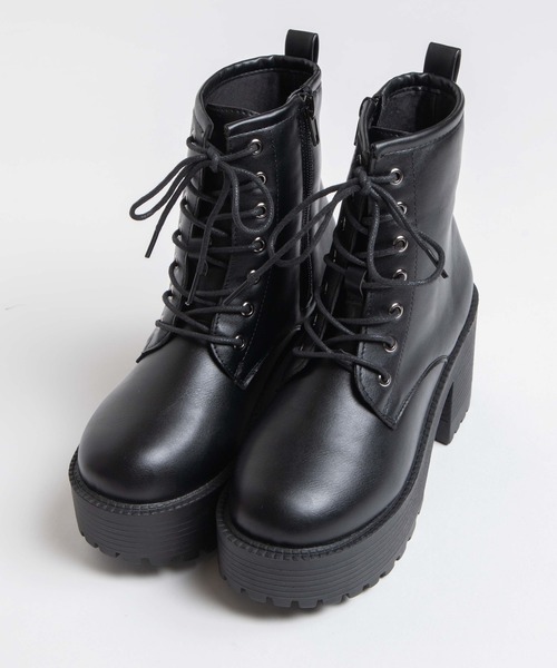 WEGO（ウィゴー）の「WEGO/レースアップヒールブーツ（ブーツ・レディース・ブラック・MEDIUM/LARGE）」の8枚目の写真