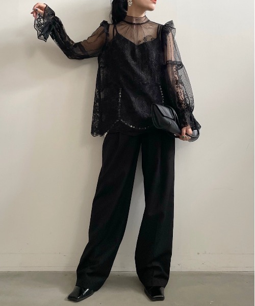 Ameri♡INDIA EMBROIDERY BUSTIER【ブラック】 Ameri(アメリ)の「BUSTIER LIKE EMBROIDERY BLOUSE(シャツ