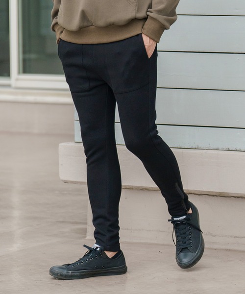 CAMBIO(カンビオ)の「mp10333-Bonding Kanoko Skinny Silhouette Pants パンツ(その他パンツ・メンズ・ダークブルー/アイボリー/ブラック・M/L/S)」の1枚目の写真