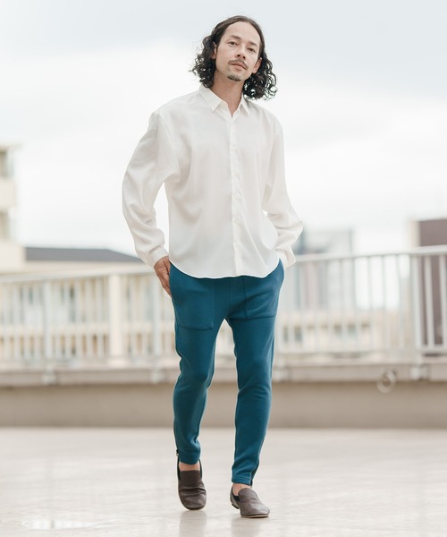 CAMBIO(カンビオ)の「mp10333-Bonding Kanoko Skinny Silhouette Pants パンツ(その他パンツ・メンズ・ダークブルー/アイボリー/ブラック・M/L/S)」の12枚目の写真