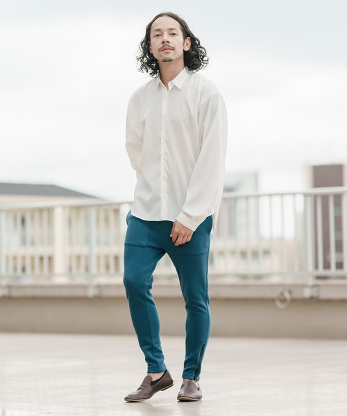 CAMBIO(カンビオ)の「mp10333-Bonding Kanoko Skinny Silhouette Pants パンツ(その他パンツ・メンズ・ダークブルー/アイボリー/ブラック・M/L/S)」の13枚目の写真