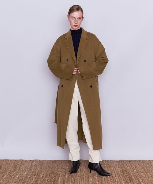 AEWEN MATOPH＞W/N シャンブレー リバー ベルテッド ロングコートを