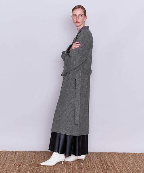 AEWEN MATOPH＞W/N シャンブレー リバー ベルテッド ロングコートを
