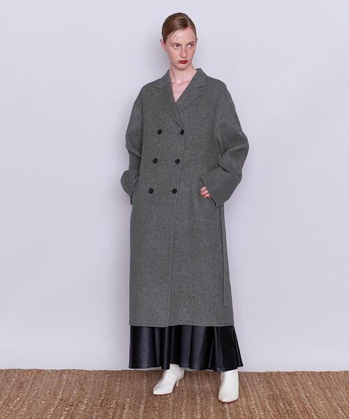 AEWEN MATOPH＞W/N シャンブレー リバー ベルテッド ロングコートを