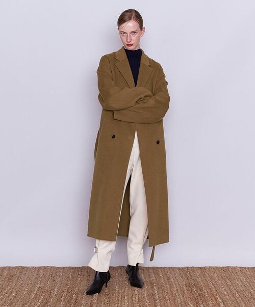 AEWEN MATOPH＞W/N シャンブレー リバー ベルテッド ロングコートを