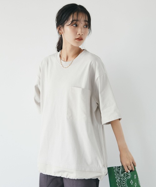 CRAFT STANDARD BOUTIQUE（クラフトスタンダードブティック）の「レイヤードプルオーバー　＊（Tシャツ/カットソー・レディース・レッド/ブラック/グレイッシュベージュ/ライトグレー・M/L/LL）」の3枚目の写真