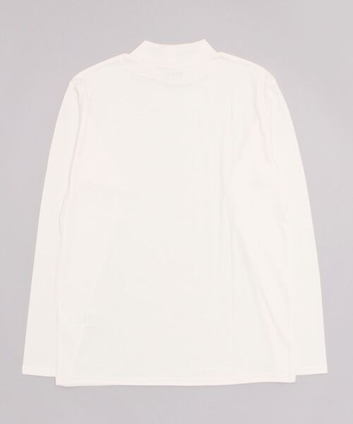 【オフホワイト】スムースロングスリーブTシャツ 無地スムースモックネックロングスリーブTシャツ（Tシャツ/カットソー