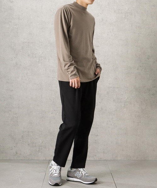 NAVY（ネイビー）の「無地スムースモックネックロングスリーブTシャツ（Tシャツ/カットソー・メンズ・ホワイト/チャコール/ブラウン/ブルー/ブラック・L/XL/S/M）」の12枚目の写真