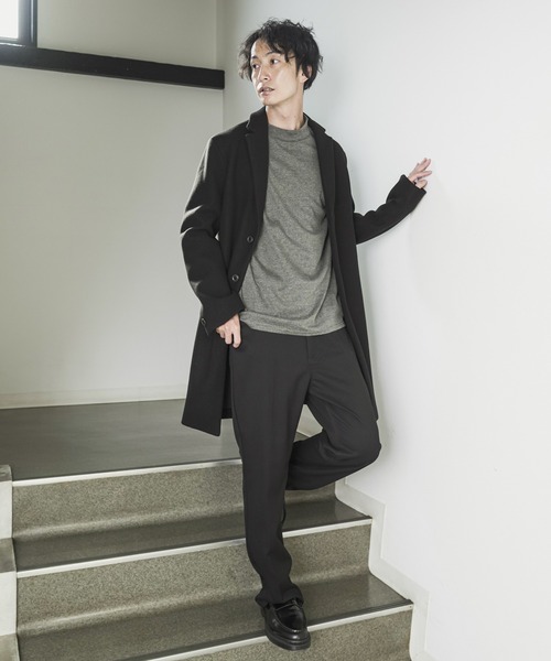 NAVY（ネイビー）の「無地スムースモックネックロングスリーブTシャツ（Tシャツ/カットソー・メンズ・ホワイト/チャコール/ブラウン/ブルー/ブラック・L/XL/S/M）」の20枚目の写真