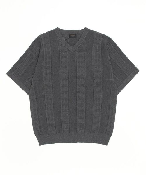 MMMM(エムエムエムエム)の「MMMM/ポリエステルエアリーVネックニットTシャツ(Tシャツ/カットソー・メンズ・チャコールグレー/ベージュ/ブルー・LARGE/X-LARGE/MEDIUM)」の6枚目の写真