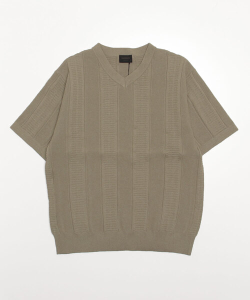 MMMM(エムエムエムエム)の「MMMM/ポリエステルエアリーVネックニットTシャツ(Tシャツ/カットソー・メンズ・チャコールグレー/ベージュ/ブルー・LARGE/X-LARGE/MEDIUM)」の5枚目の写真