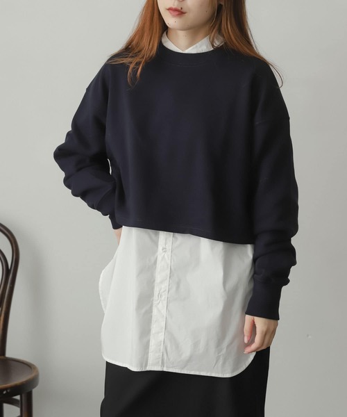 SENSE OF PLACE by URBAN RESEARCH（センスオブプレイスバイアーバンリサーチ）の「ショートスウェットシャツ（スウェット・レディース・グレー/ネイビー/ミント/オートミール・ONE）」の4枚目の写真