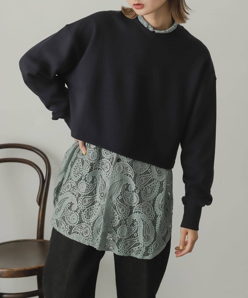 SENSE OF PLACE by URBAN RESEARCH（センスオブプレイスバイアーバンリサーチ）の「ショートスウェットシャツ（スウェット・レディース・グレー/ネイビー/ミント/オートミール・ONE）」の9枚目の写真