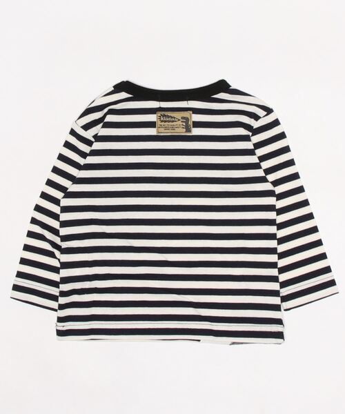 kladskap(クレードスコープ)の「恐竜アップリケボーダー長袖Tシャツ(Tシャツ/カットソー・キッズ・アイボリー/グリーン・80cm/90cm/100cm/120cm/110cm)」の3枚目の写真