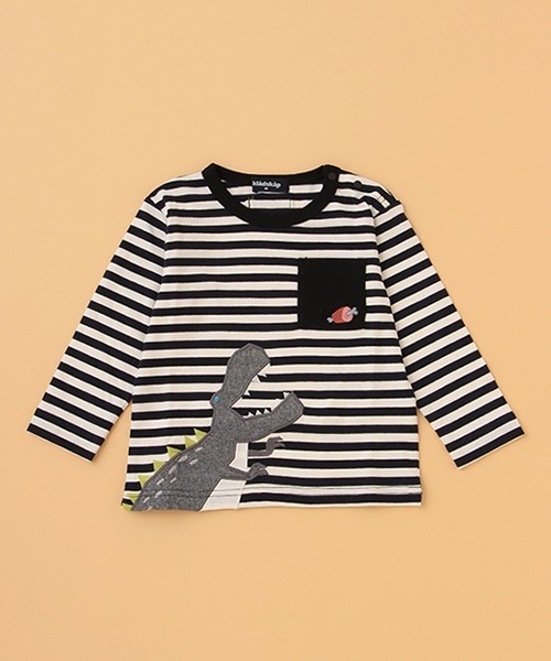 kladskap(クレードスコープ)の「恐竜アップリケボーダー長袖Tシャツ(Tシャツ/カットソー・キッズ・アイボリー/グリーン・80cm/90cm/100cm/120cm/110cm)」の17枚目の写真