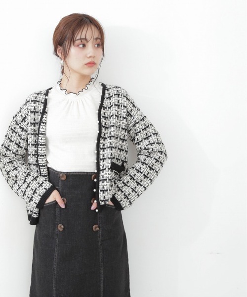 PROPORTION BODY DRESSING（プロポーションボディドレッシング）の「パールカーディガン / 1212274904（カーディガン/ボレロ・レディース・ベージュ/ブラック・FREE）」の3枚目の写真