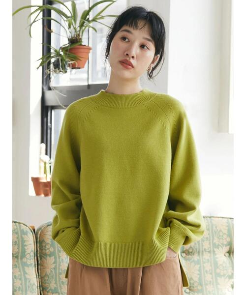 CRAFT STANDARD BOUTIQUE（クラフトスタンダードブティック）の「パチパチしにくいモックネックニットプルオーバー　＊◆（ニット/セーター・レディース・ブラック/ライム/ブルー/アイボリー・FREE）」の7枚目の写真