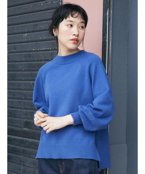 CRAFT STANDARD BOUTIQUE（クラフトスタンダードブティック）の「パチパチしにくいモックネックニットプルオーバー　＊◆（ニット/セーター・レディース・ブラック/ライム/ブルー/アイボリー・FREE）」の8枚目の写真