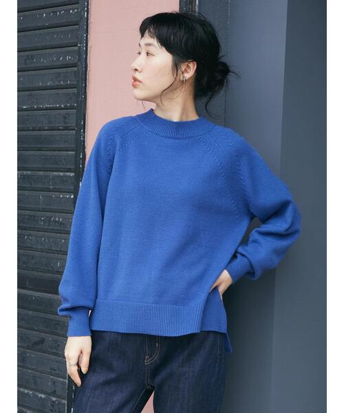 CRAFT STANDARD BOUTIQUE（クラフトスタンダードブティック）の「パチパチしにくいモックネックニットプルオーバー　＊◆（ニット/セーター・レディース・ブラック/ライム/ブルー/アイボリー・FREE）」の9枚目の写真