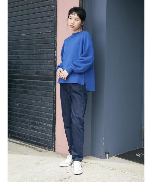 CRAFT STANDARD BOUTIQUE（クラフトスタンダードブティック）の「パチパチしにくいモックネックニットプルオーバー　＊◆（ニット/セーター・レディース・ブラック/ライム/ブルー/アイボリー・FREE）」の12枚目の写真