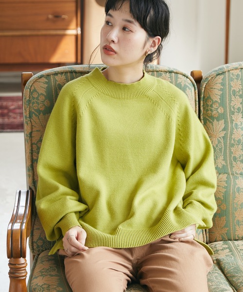 CRAFT STANDARD BOUTIQUE（クラフトスタンダードブティック）の「パチパチしにくいモックネックニットプルオーバー　＊◆（ニット/セーター・レディース・ブラック/ライム/ブルー/アイボリー・FREE）」の3枚目の写真