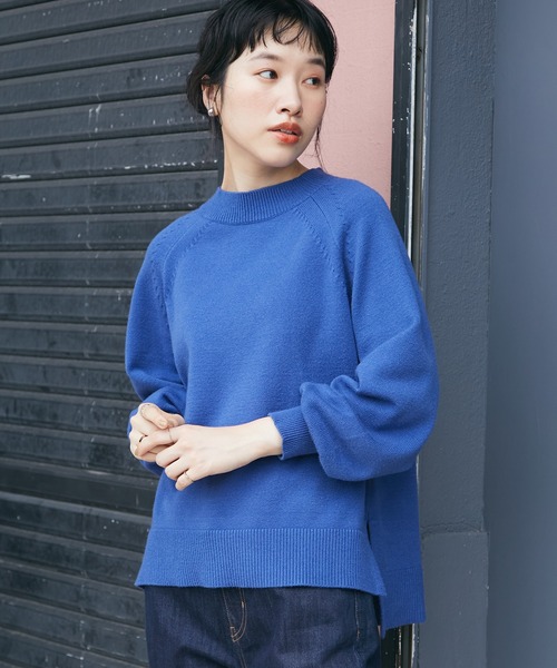 CRAFT STANDARD BOUTIQUE（クラフトスタンダードブティック）の「パチパチしにくいモックネックニットプルオーバー　＊◆（ニット/セーター・レディース・ブラック/ライム/ブルー/アイボリー・FREE）」の4枚目の写真