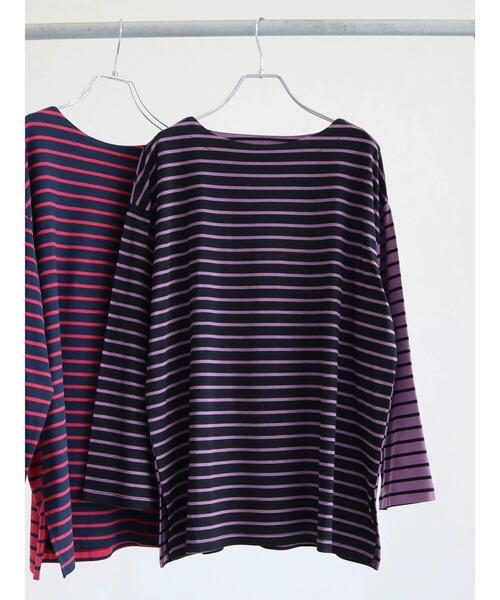 Sugar spoon(シュガースプーン)の「・SUGAR SPOON バイカラーボーダーロンT(Tシャツ/カットソー・レディース・ネイビー/チャコールグレー/ブラック/ベージュ・FREE)」の2枚目の写真