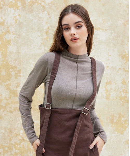 ALEXIA STAM（アリシアスタン）の「Basic Sheer High Neck Long Sleeve Top/ベーシックシアーハイネックロングスリーブトップ（Tシャツ/カットソー・レディース・ホワイト/ブラック/グレイッシュベージュ・FREE）」の3枚目の写真