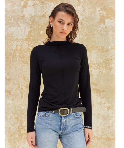 ALEXIA STAM（アリシアスタン）の「Basic Sheer High Neck Long Sleeve Top/ベーシックシアーハイネックロングスリーブトップ（Tシャツ/カットソー・レディース・ホワイト/ブラック/グレイッシュベージュ・FREE）」の7枚目の写真