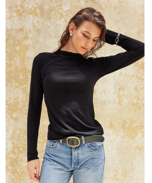 ALEXIA STAM（アリシアスタン）の「Basic Sheer High Neck Long Sleeve Top/ベーシックシアーハイネックロングスリーブトップ（Tシャツ/カットソー・レディース・ホワイト/ブラック/グレイッシュベージュ・FREE）」の16枚目の写真