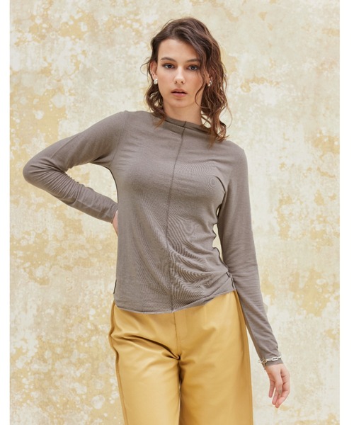 ALEXIA STAM（アリシアスタン）の「Basic Sheer High Neck Long Sleeve Top/ベーシックシアーハイネックロングスリーブトップ（Tシャツ/カットソー・レディース・ホワイト/ブラック/グレイッシュベージュ・FREE）」の14枚目の写真