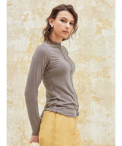 ALEXIA STAM（アリシアスタン）の「Basic Sheer High Neck Long Sleeve Top/ベーシックシアーハイネックロングスリーブトップ（Tシャツ/カットソー・レディース・ホワイト/ブラック/グレイッシュベージュ・FREE）」の11枚目の写真