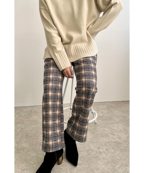 palm RICHE(ポームリシュ)の「カットチェックパンツ(その他パンツ・レディース・オフホワイト/グレー/ベージュ・M)」の3枚目の写真
