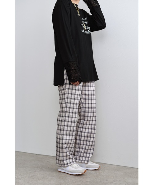 palm RICHE(ポームリシュ)の「カットチェックパンツ(その他パンツ・レディース・オフホワイト/グレー/ベージュ・M)」の4枚目の写真