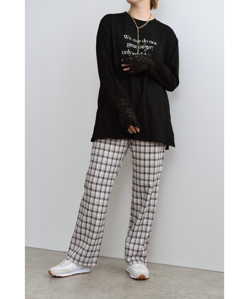 palm RICHE(ポームリシュ)の「カットチェックパンツ(その他パンツ・レディース・オフホワイト/グレー/ベージュ・M)」の9枚目の写真