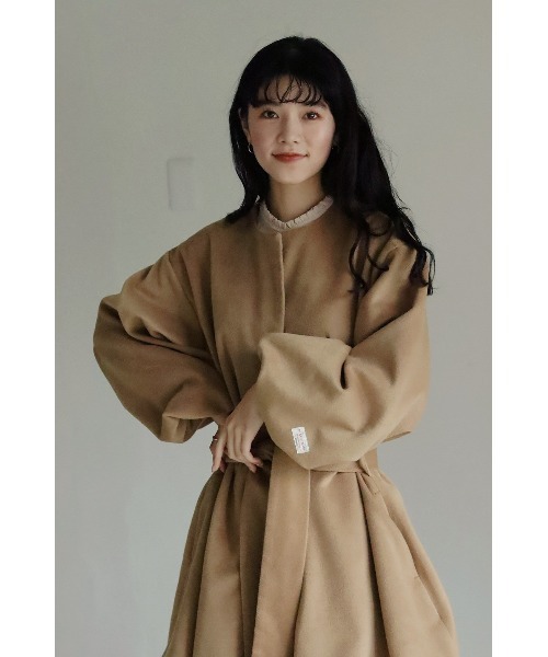 muguet(ミュゲ)の「balloon short gown(ノーカラーコート・レディース・ライトブラウン・FREE)」の14枚目の写真