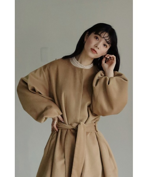 muguet(ミュゲ)の「balloon short gown(ノーカラーコート・レディース・ライトブラウン・FREE)」の15枚目の写真
