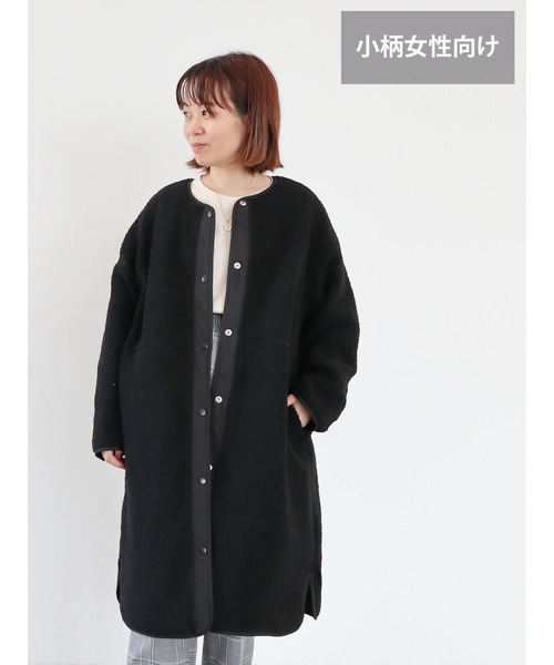AMERICAN HOLIC(アメリカンホリック)の「【小柄女性向け】あったかリバーシブルキルティングコート(ノーカラーコート・レディース・アイボリー/ブラック/モカ・S)」の6枚目の写真