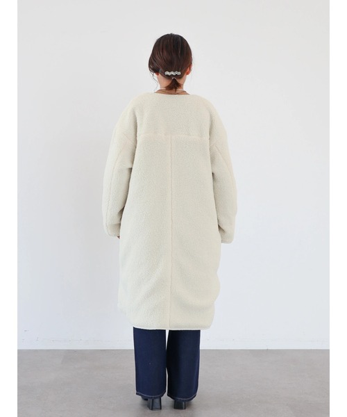 AMERICAN HOLIC(アメリカンホリック)の「【小柄女性向け】あったかリバーシブルキルティングコート(ノーカラーコート・レディース・アイボリー/ブラック/モカ・S)」の20枚目の写真
