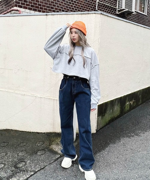 Figments（フィグメンツ）の「オーバーステッチプルオーバー（スウェット・レディース・ブラック/グレー・FREE）」の10枚目の写真