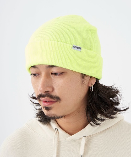 Ocean Pacific（オーシャンパシフィック）の「【OP:オーピー】ニットキャップ　ビーニー　ニット帽　ユニセックス　無地　親子でお揃い　スキー　スノボー（ニットキャップ/ビーニー・メンズ・ベージュ/パープル/グリーン/レッド/ピンク/ライム/オレンジ・FREE）」の3枚目の写真