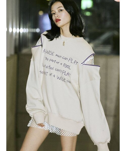 jouetie（ジュエティ）の「ショルダーZIPプルオーバー（スウェット・レディース・オフホワイト/ピンク/ライトブルー/ブラック・MEDIUM）」の2枚目の写真