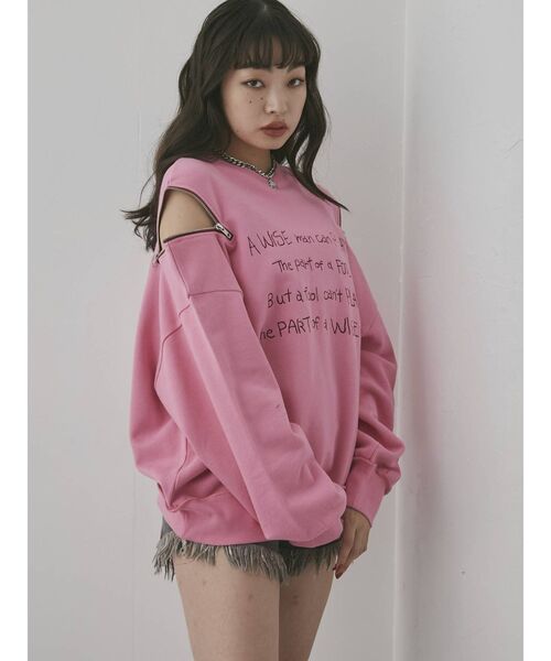 jouetie（ジュエティ）の「ショルダーZIPプルオーバー（スウェット・レディース・オフホワイト/ピンク/ライトブルー/ブラック・MEDIUM）」の4枚目の写真