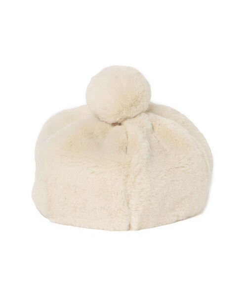 BEAMS mini（ビームスミニ）の「BEAMS mini / フェイクファー ポンポン付き  ベレー（ハンチング/ベレー帽・キッズ・ブラック/オフホワイト/ブラウン系その他4・ONE SIZE）」の2枚目の写真