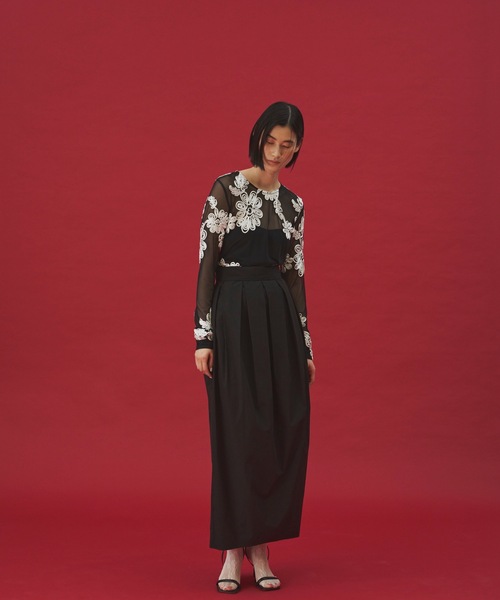 yae（ヤエ）の「テープ刺繍チュールトップス（シャツ/ブラウス・レディース・ホワイト/その他/ブラック・FREE）」の4枚目の写真