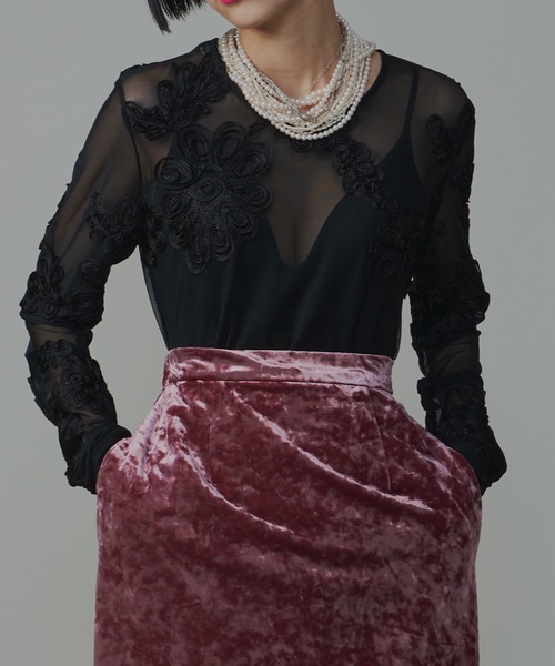 yae（ヤエ）の「テープ刺繍チュールトップス（シャツ/ブラウス・レディース・ホワイト/その他/ブラック・FREE）」の19枚目の写真