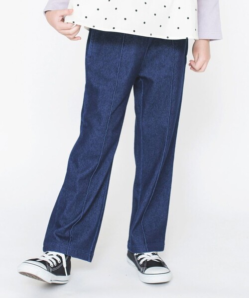 BRANSHES（ブランシェス）の「センタープレス風ロングパンツ（スラックス・キッズ・ブルー/ブラック/グリーン/ピンク/ネイビー/サックスブルー・120/130/110/100/150/140/90）」の4枚目の写真