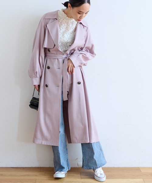 FREE'S MART（フリーズマート）の「◆[低身長サイズ/Sシリーズ]ルーズテロンチコート（トレンチコート・レディース・ホワイト/パープル/カーキ/ベージュ・SMALL/X-SMALL/MEDIUM）」の17枚目の写真