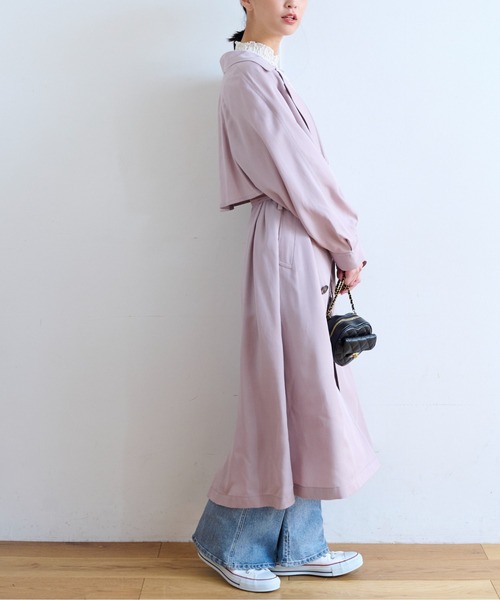 FREE'S MART（フリーズマート）の「◆[低身長サイズ/Sシリーズ]ルーズテロンチコート（トレンチコート・レディース・ホワイト/パープル/カーキ/ベージュ・SMALL/X-SMALL/MEDIUM）」の18枚目の写真