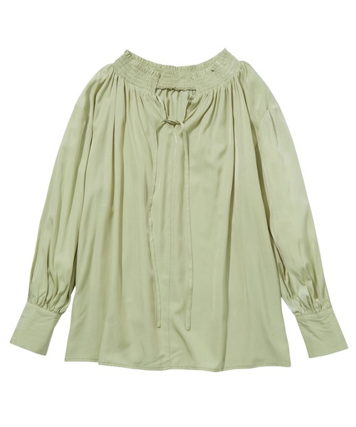 GeeRA（ジーラ）の「リボン付スキッパーブラウス（シャツ/ブラウス・レディース・アイボリー/ライトグリーン・MEDIUM/LARGE）」の18枚目の写真